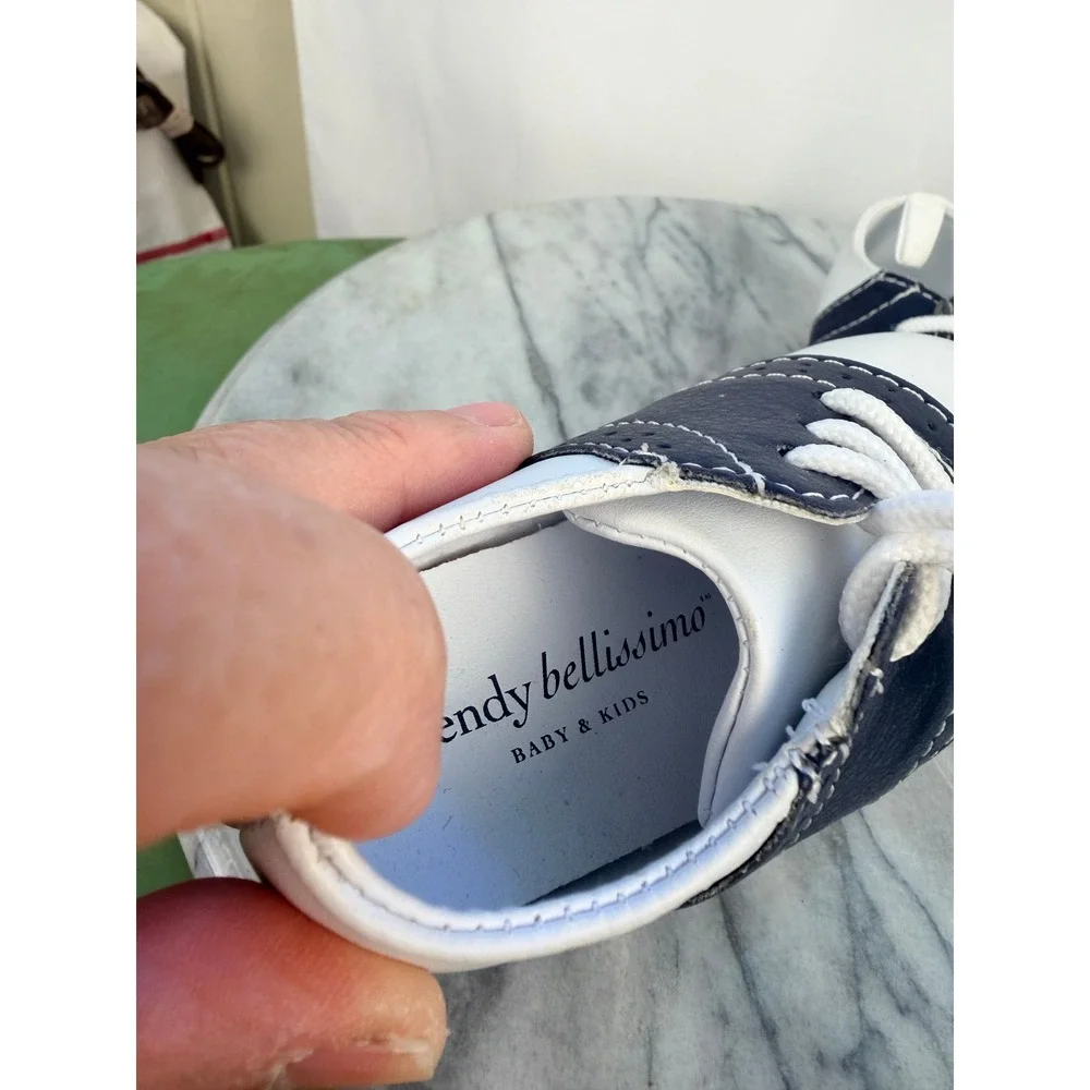 Wendy Bellissimo Baby Navy Blue & White Saddle Oxford Shoes Size 4